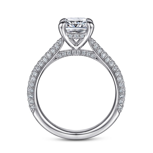14K White Gold Pavé Cushion Cut Diamond Engagement Ring