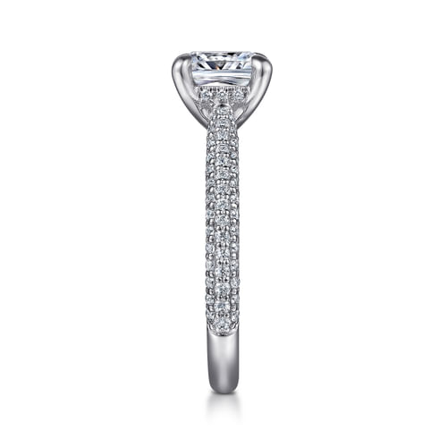 14K White Gold Pavé Cushion Cut Diamond Engagement Ring