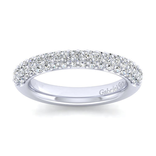 14K White Gold Pavé Diamond Anniversary Band