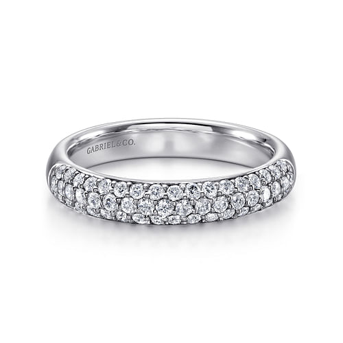 14K White Gold Pavé Diamond Anniversary Band