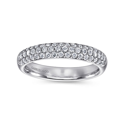 14K White Gold Pavé Diamond Anniversary Band