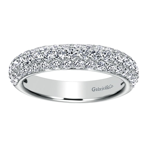 14K White Gold Pavé Diamond Anniversary Band