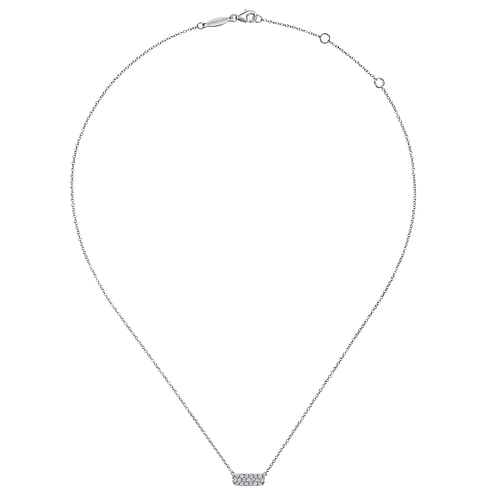 14K White Gold Pavé Diamond Bar Necklace