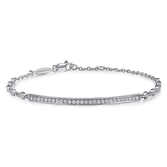 Gabriel - 14K White Gold Pavé Diamond Bar Tennis Bracelet