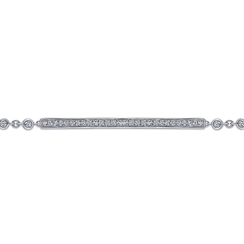 14K White Gold Pavé Diamond Bar Tennis Bracelet