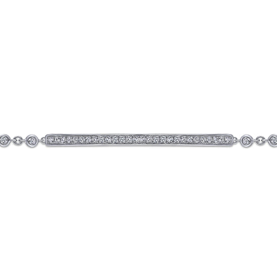 14K White Gold Pavé Diamond Bar Tennis Bracelet angle 2