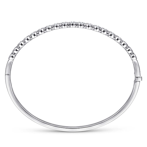 14K White Gold Pavé Diamond Cluster Station Bangle