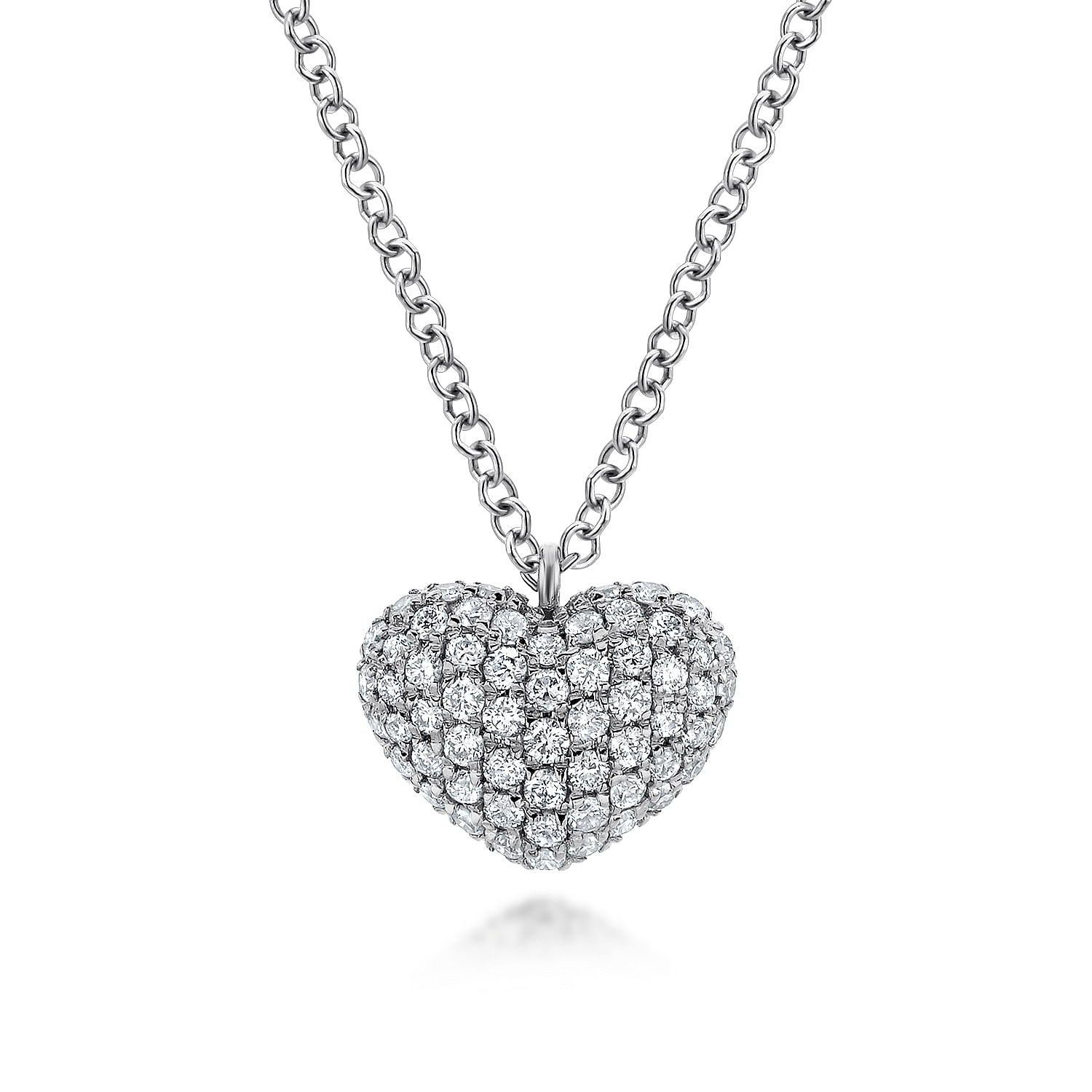 Gabriel - 14K White Gold Pavé Diamond Encrusted Heart Necklace