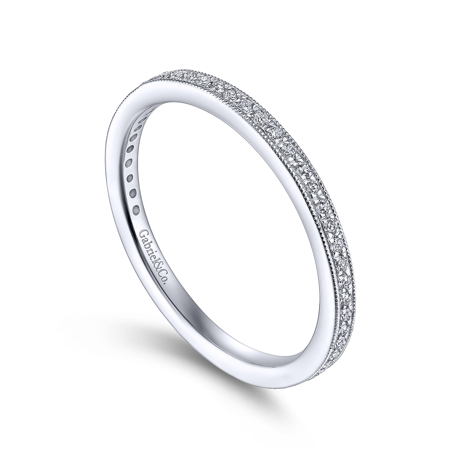 14K White Gold Pavé Diamond Eternity Stackable Ring