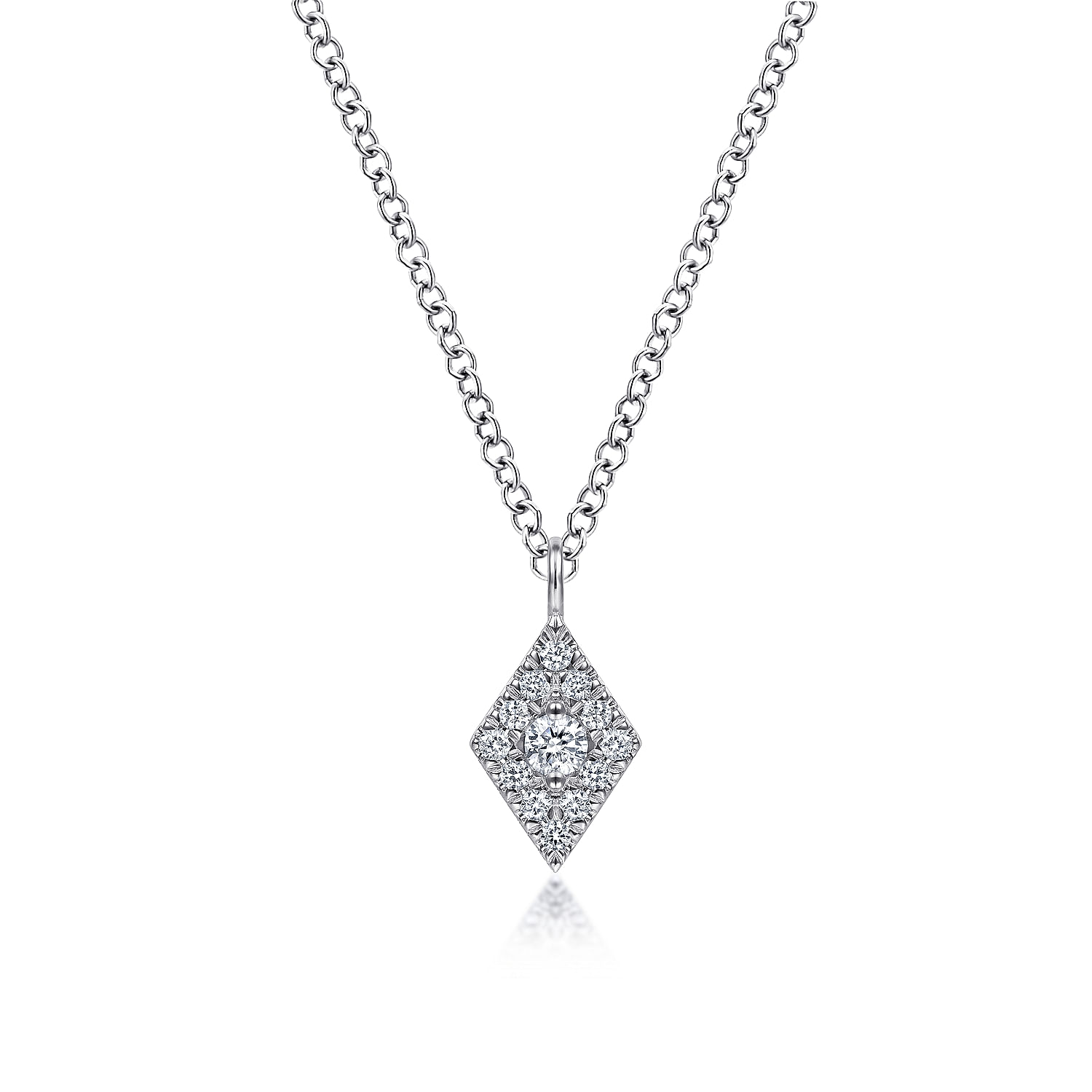 Gabriel - 14K White Gold Pavé Diamond Pendant Necklace
