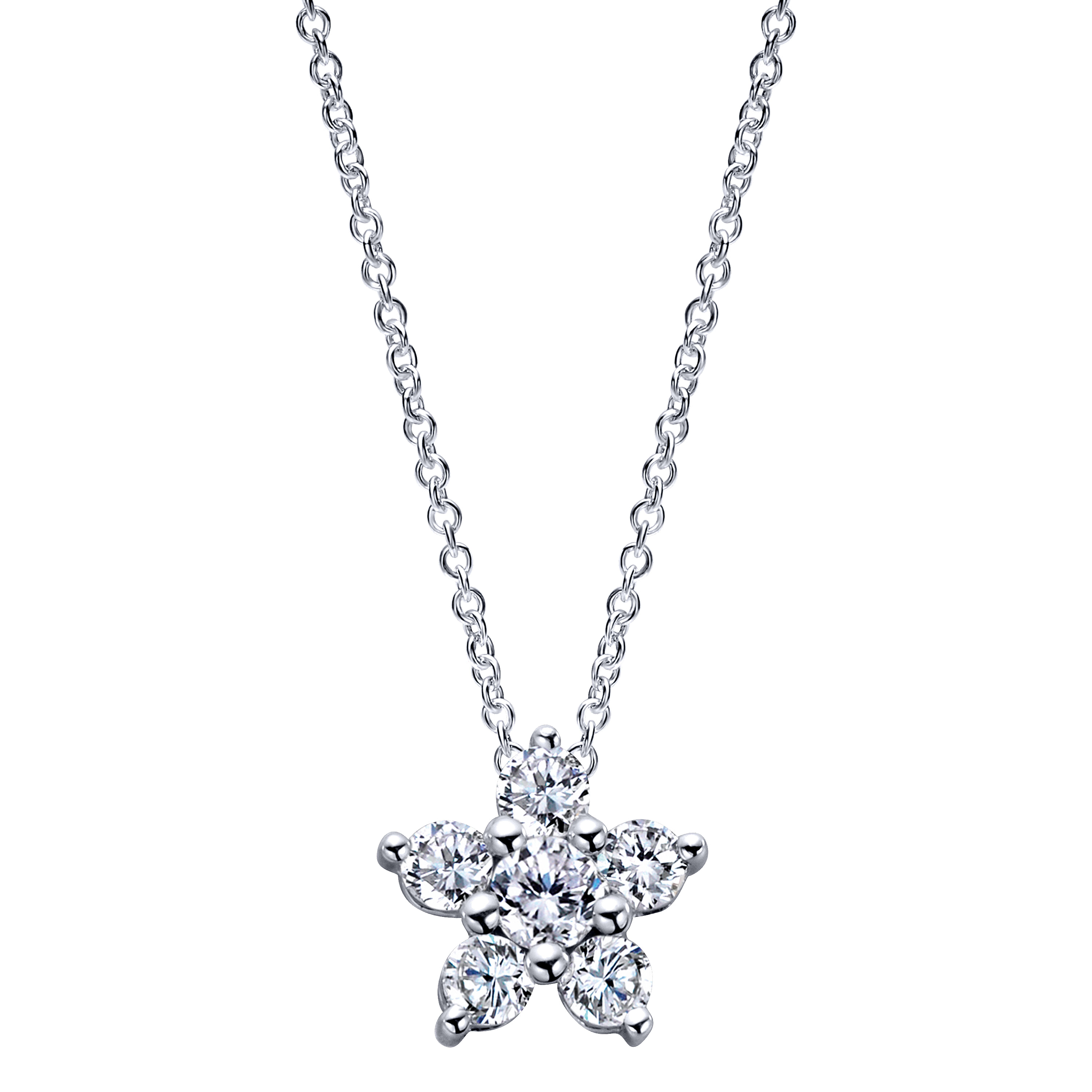 Gabriel - 14K White Gold Pavé Diamond Star Pendant Necklace
