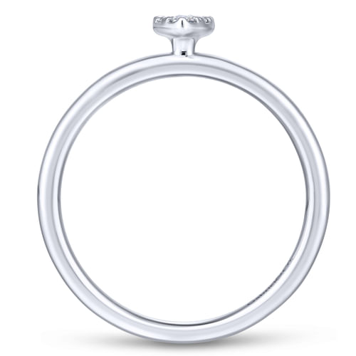 14K White Gold Pavé Diamond Teardrop Ring