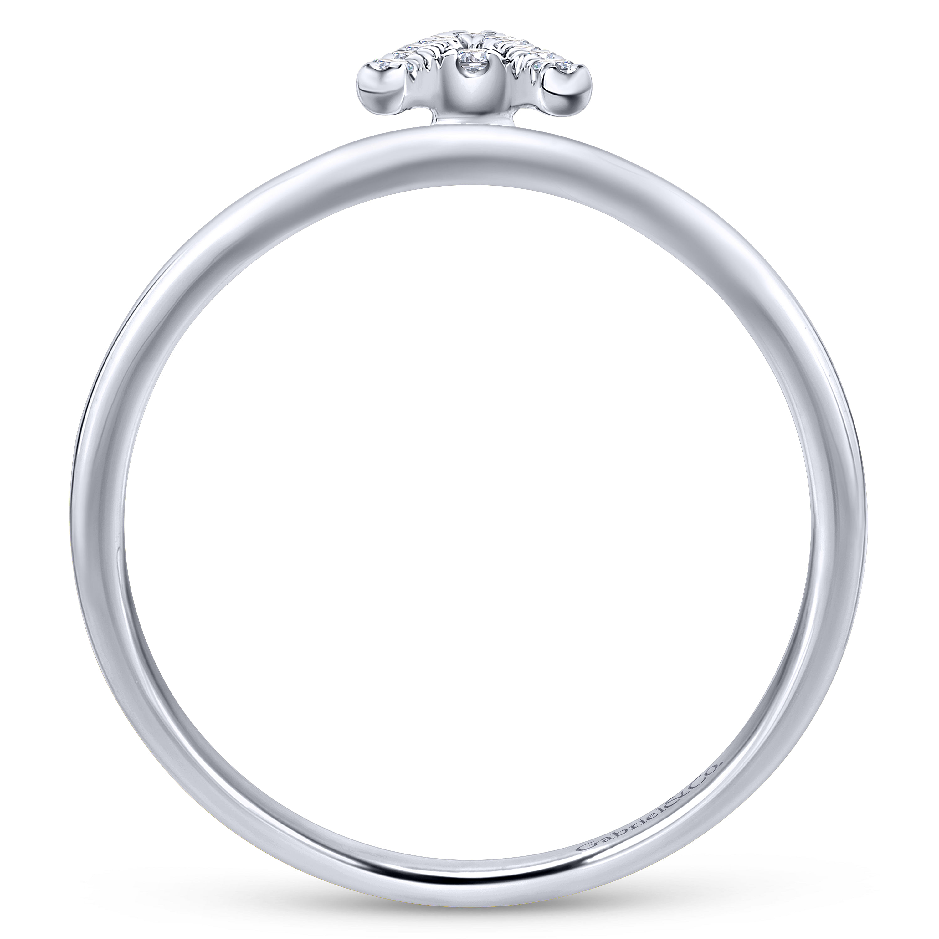 14K White Gold Pavé Diamond Uppercase A Initial Ring