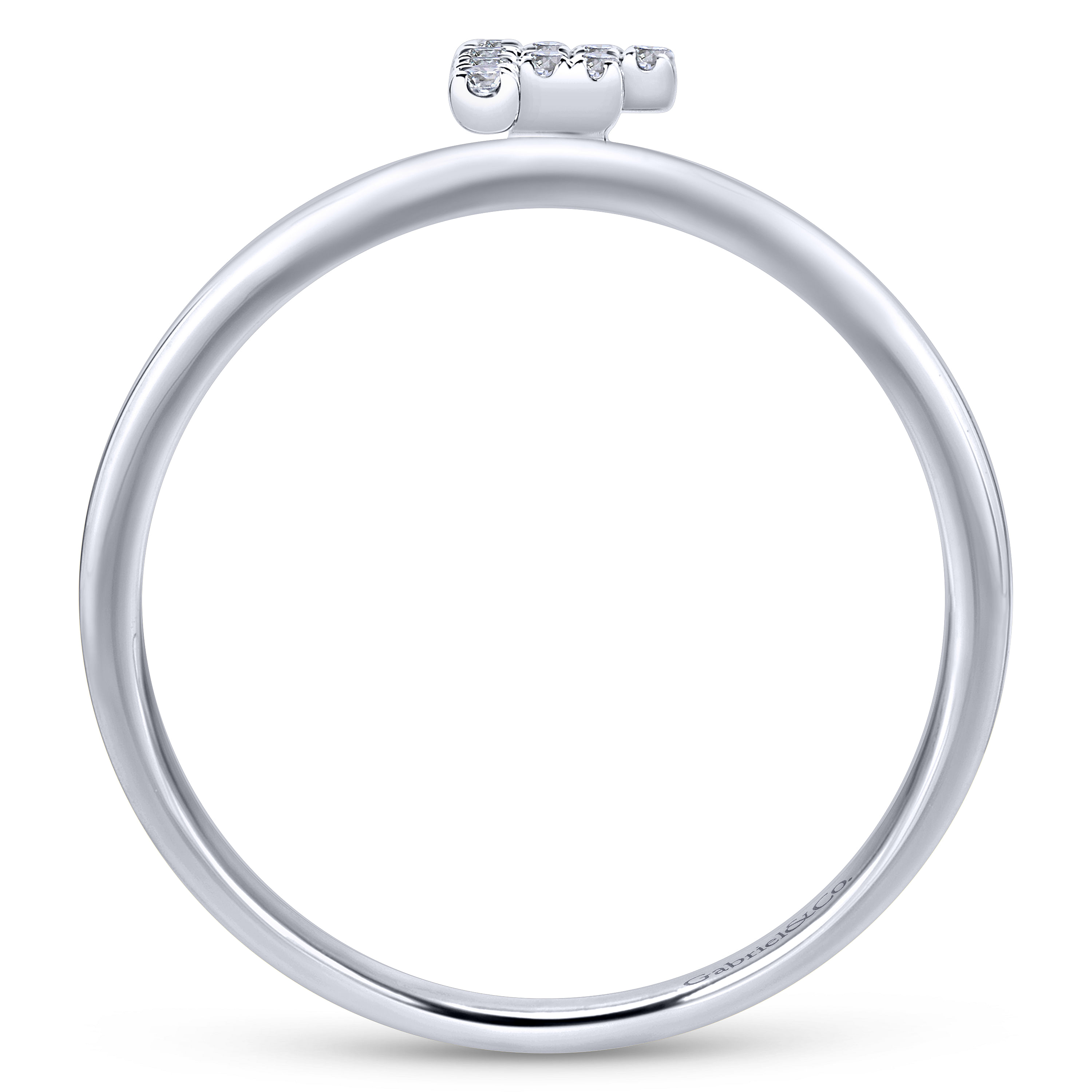 14K White Gold Pavé Diamond Uppercase F Initial Ring