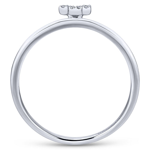 14K White Gold Pavé Diamond Uppercase H Initial Ring