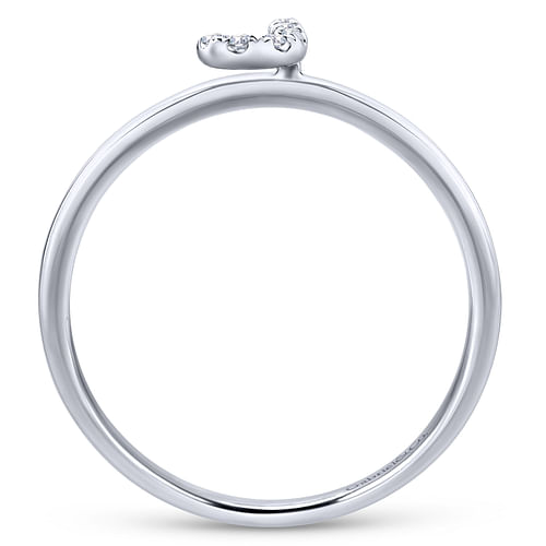 14K White Gold Pavé Diamond Uppercase J Initial Ring