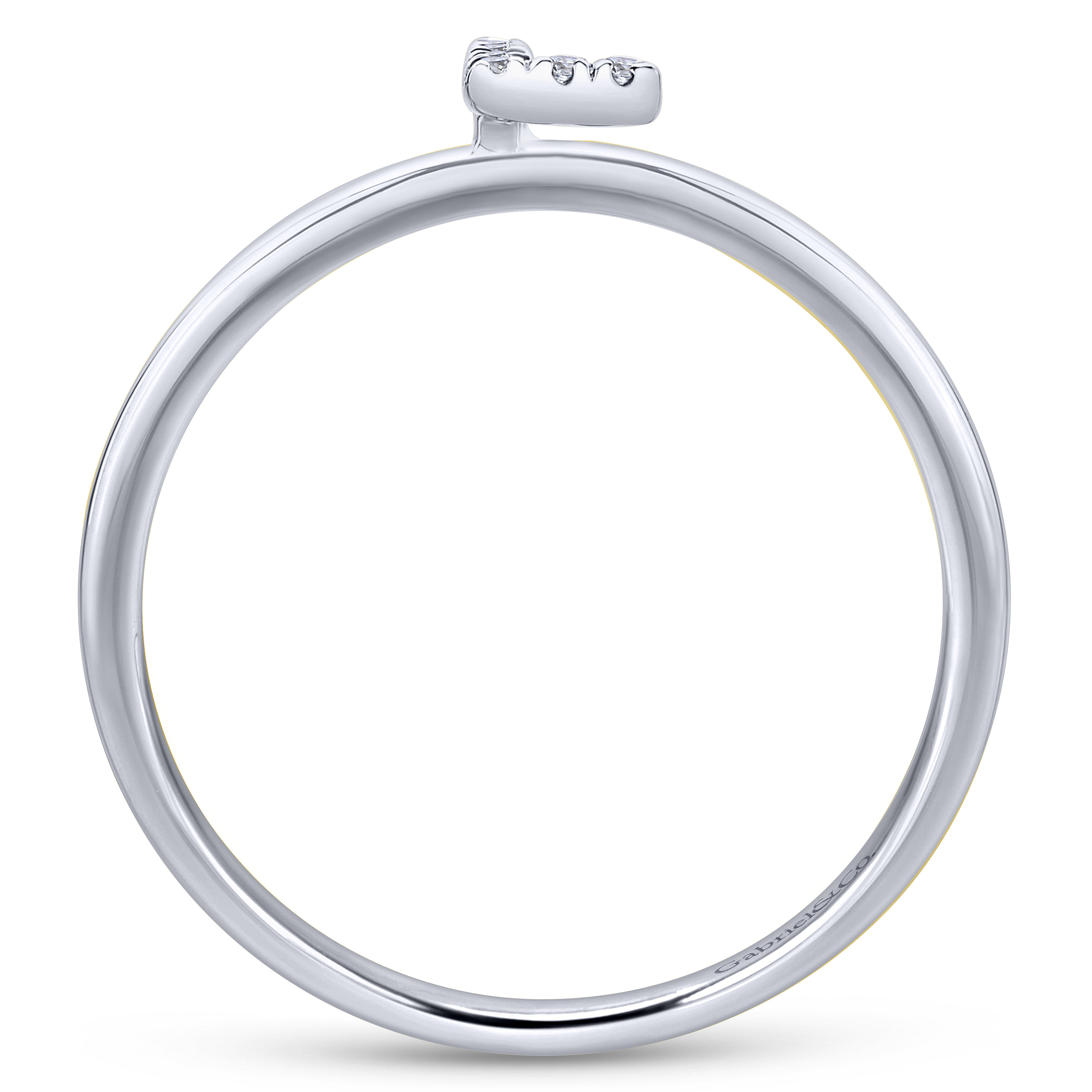 14K White Gold Pavé Diamond Uppercase L Initial Ring