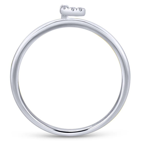 14K White Gold Pavé Diamond Uppercase L Initial Ring angle 2