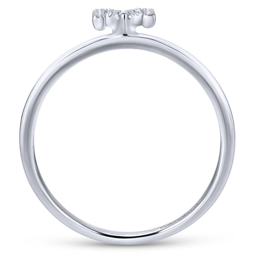 14K White Gold Pavé Diamond Uppercase M Initial Ring