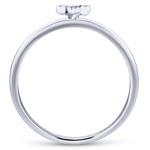 14K White Gold Pavé Diamond Uppercase N Initial Ring