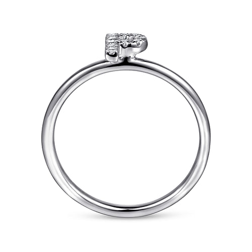 14K White Gold Pavé Diamond Uppercase P Initial Ring