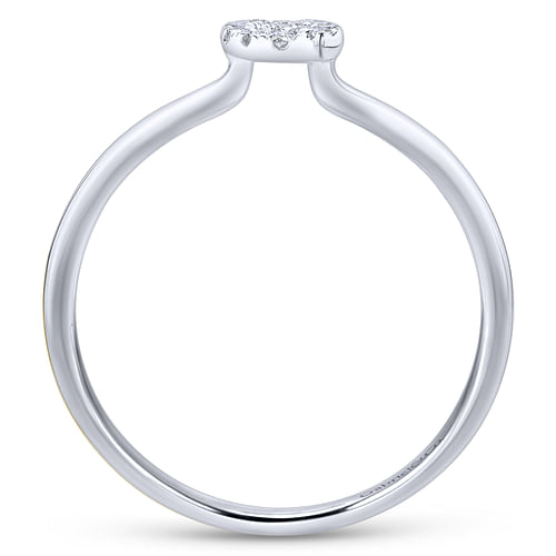 14K White Gold Pavé Diamond Uppercase Q Initial Ring