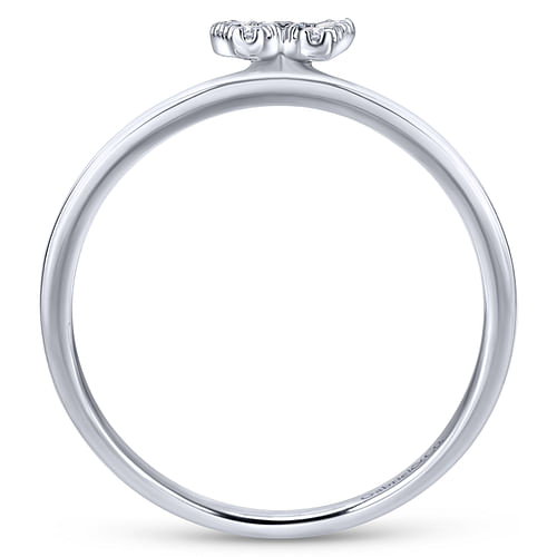 14K White Gold Pavé Diamond Uppercase W Initial Ring