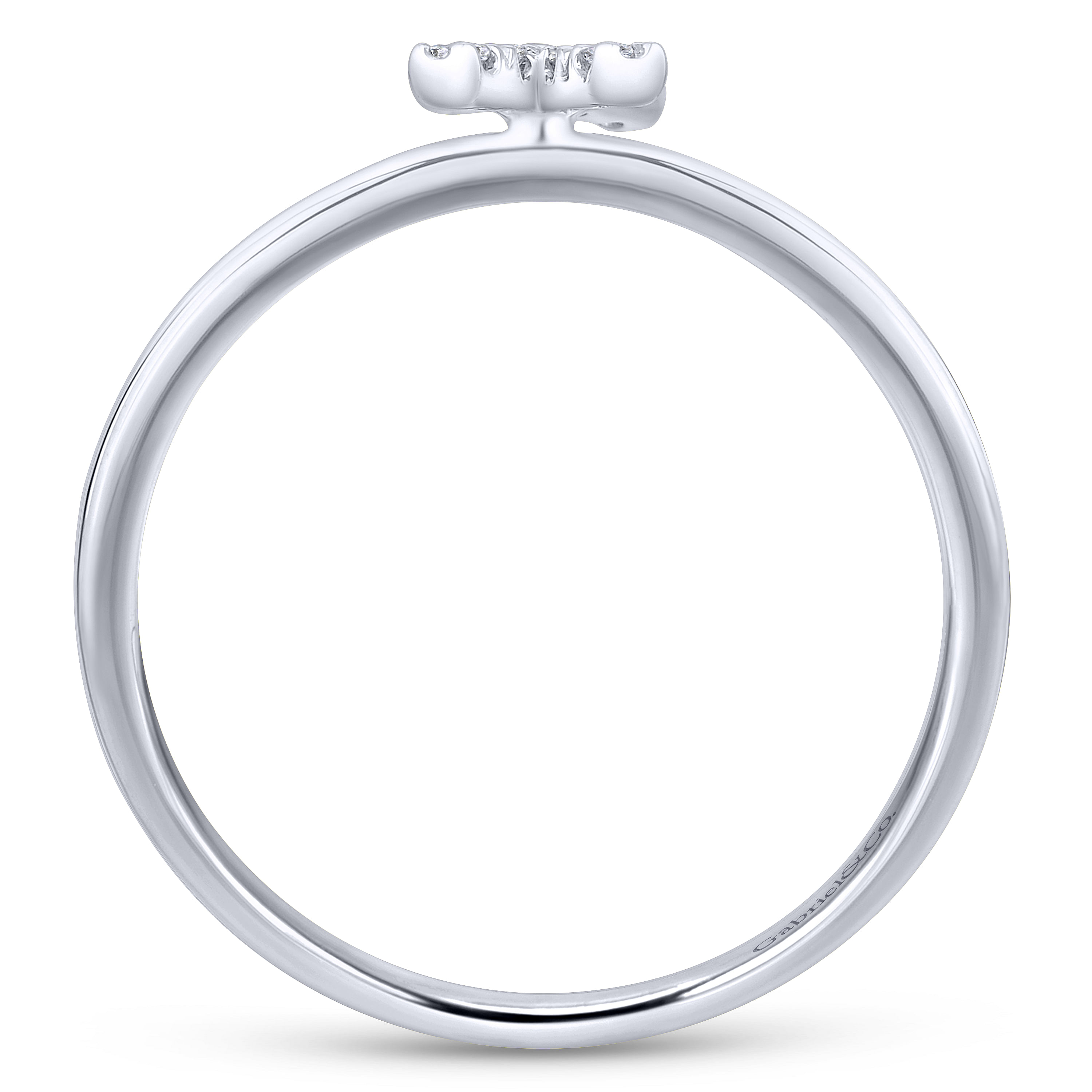 14K White Gold Pavé Diamond Uppercase X Initial Ring