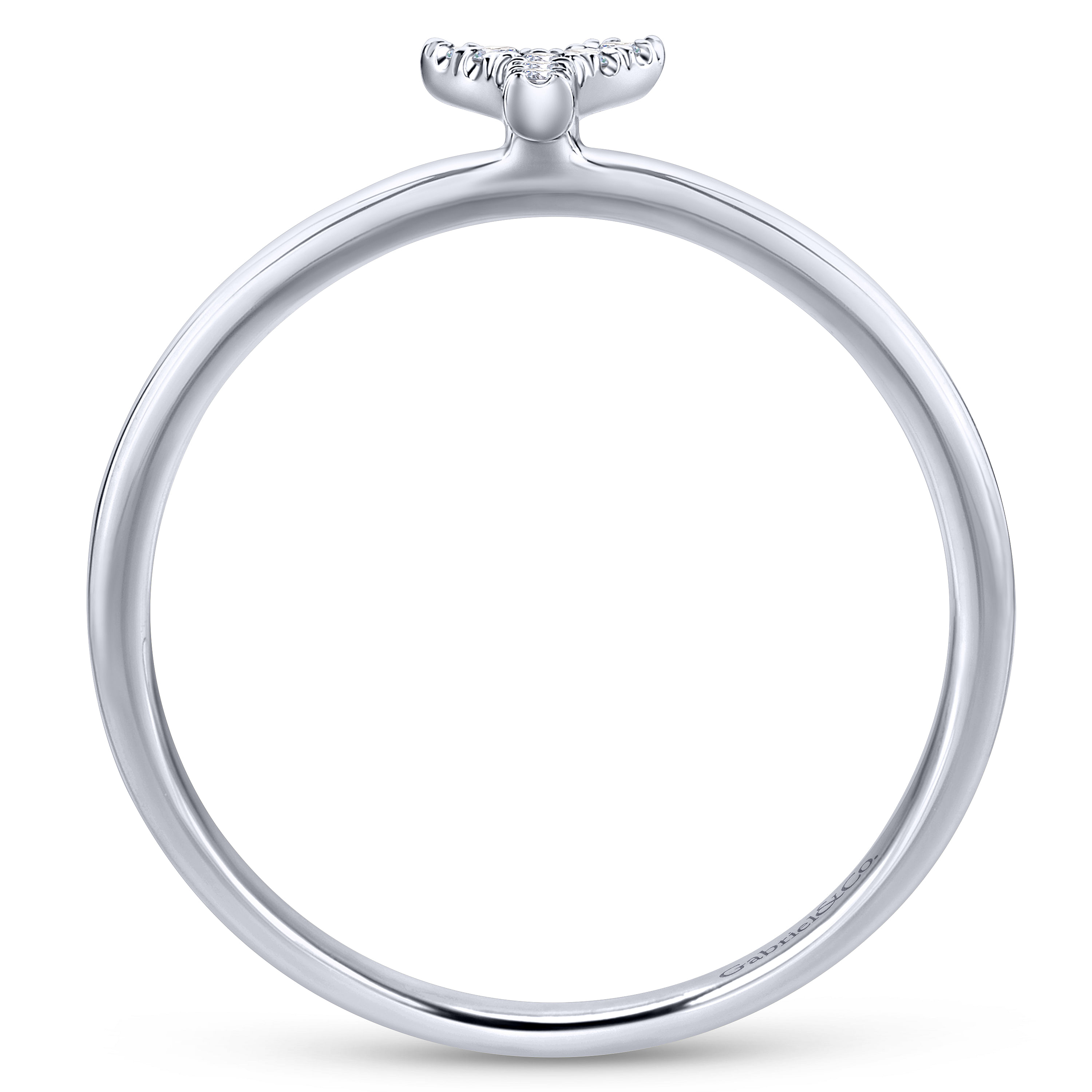 14K White Gold Pavé Diamond Uppercase Y Initial Ring