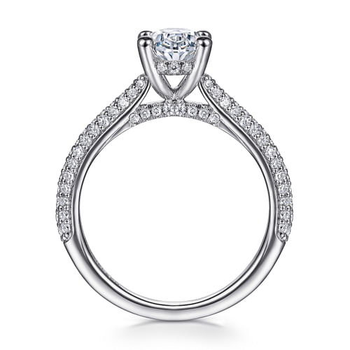 14K White Gold Pavé Oval Diamond Engagement Ring