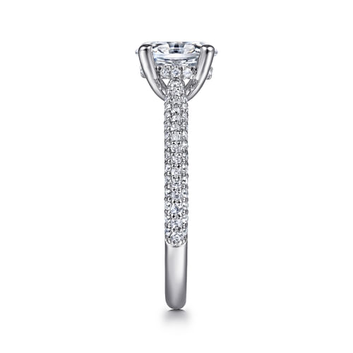 14K White Gold Pavé Oval Diamond Engagement Ring