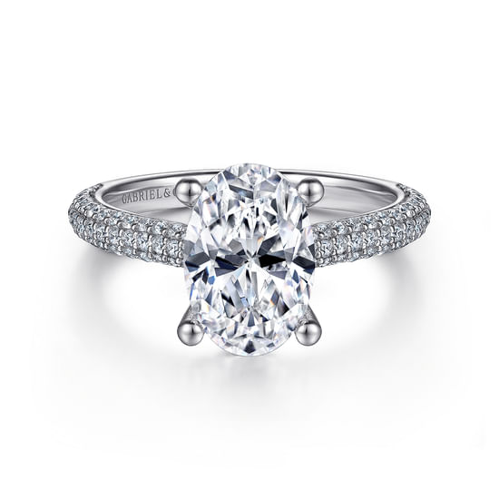 Gabriel - 14K White Gold Pavé Oval Diamond Engagement Ring