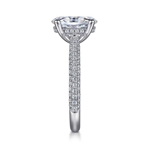 14K White Gold Pavé Oval Diamond Engagement Ring