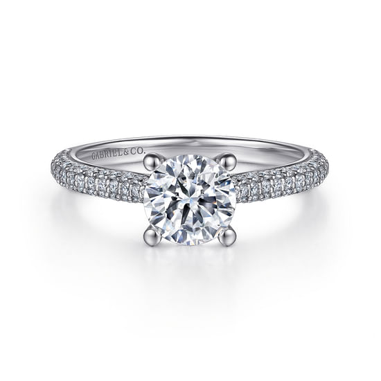 Gabriel - 14K White Gold Pavé Round Diamond Engagement Ring