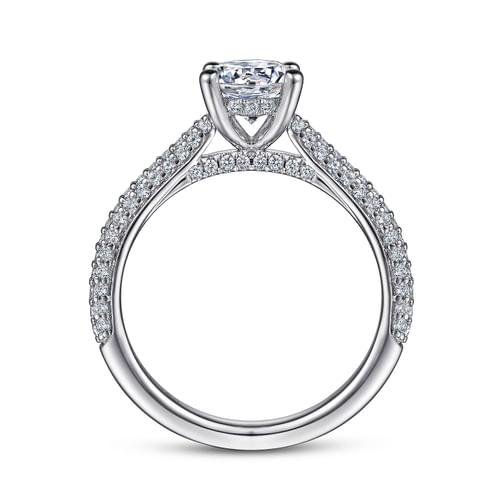 14K White Gold Pavé Round Diamond Engagement Ring