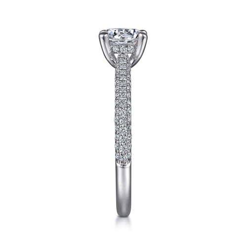 14K White Gold Pavé Round Diamond Engagement Ring