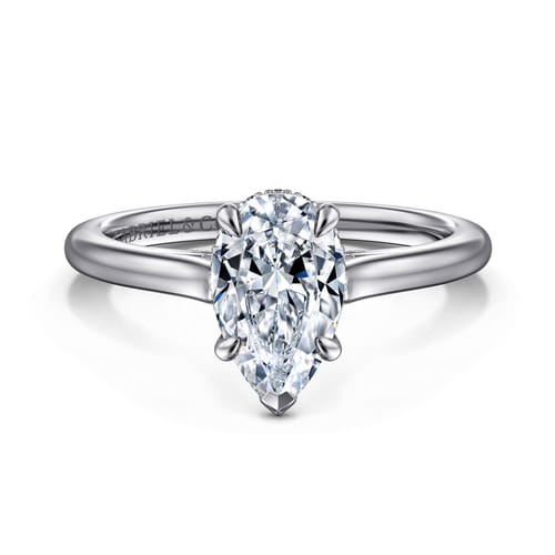 14K White Gold Pear Shape  Diamond Engagement Ring