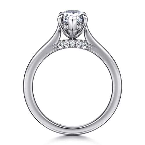 14K White Gold Pear Shape  Diamond Engagement Ring