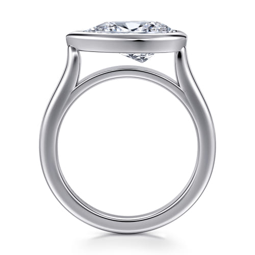 14K White Gold Pear Shape Bezel Set Solitaire Diamond Engagement Ring