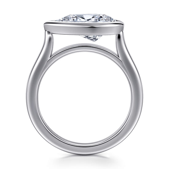 14K White Gold Pear Shape Bezel Set Solitaire Diamond Engagement Ring angle 2