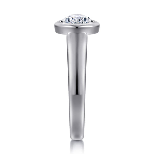 14K White Gold Pear Shape Bezel Set Solitaire Diamond Engagement Ring