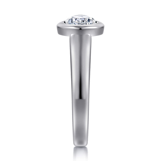 14K White Gold Pear Shape Bezel Set Solitaire Diamond Engagement Ring angle 5