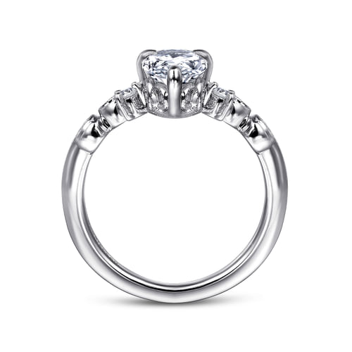 14K White Gold Pear Shape Chevron Engagement Ring