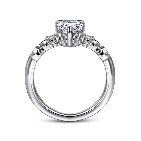 14K White Gold Pear Shape Chevron Engagement Ring angle 2