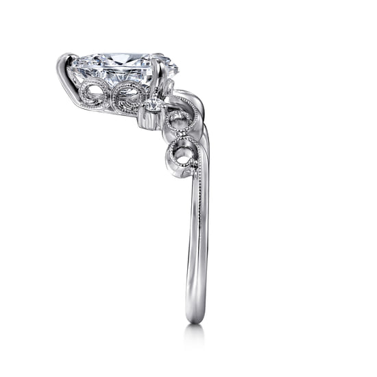 14K White Gold Pear Shape Chevron Engagement Ring angle 5