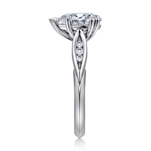 14K White Gold Pear Shape Diamond Channel Set Engagement Ring