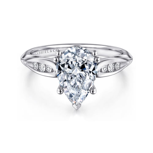14K White Gold Pear Shape Diamond Channel Set Engagement Ring