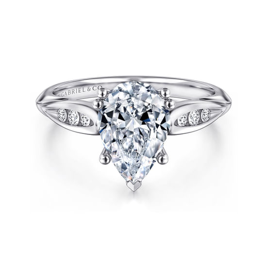 Gabriel - 14K White Gold Pear Shape Diamond Channel Set Engagement Ring
