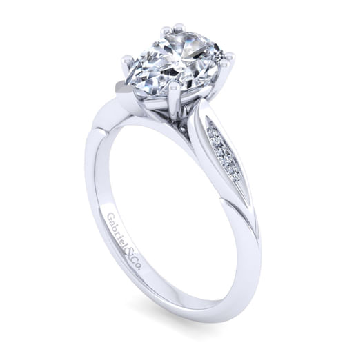 14K White Gold Pear Shape Diamond Channel Set Engagement Ring