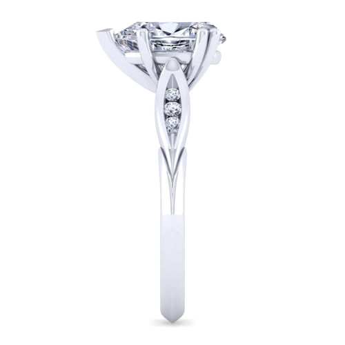 14K White Gold Pear Shape Diamond Channel Set Engagement Ring